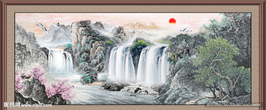 山水瀑布