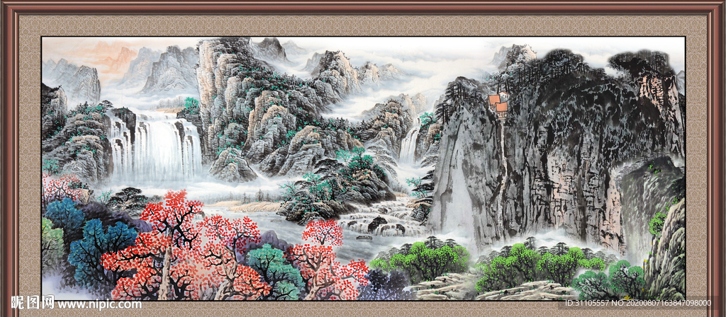 山水瀑布