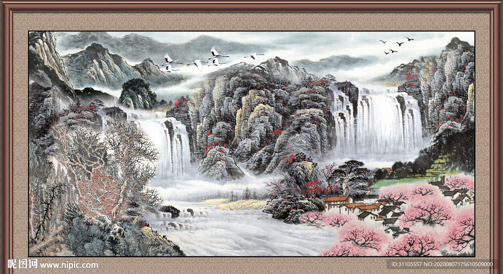山水瀑布