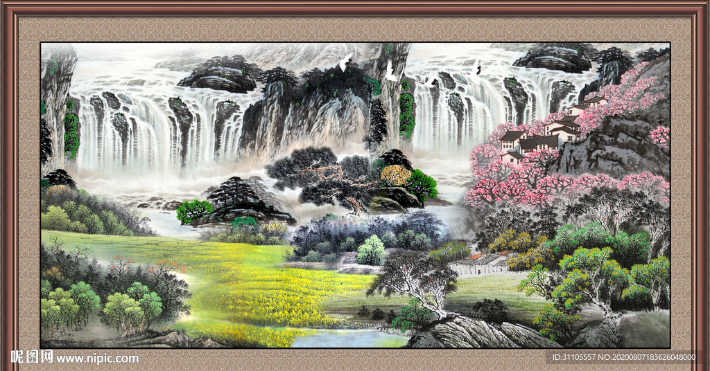山水瀑布