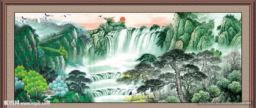 山水瀑布