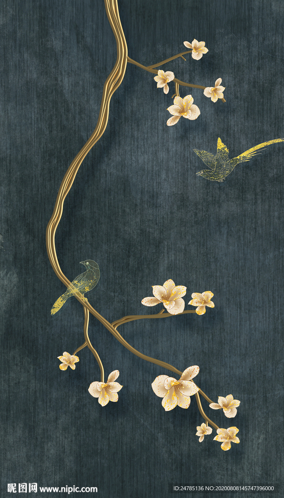 中式手绘花鸟画