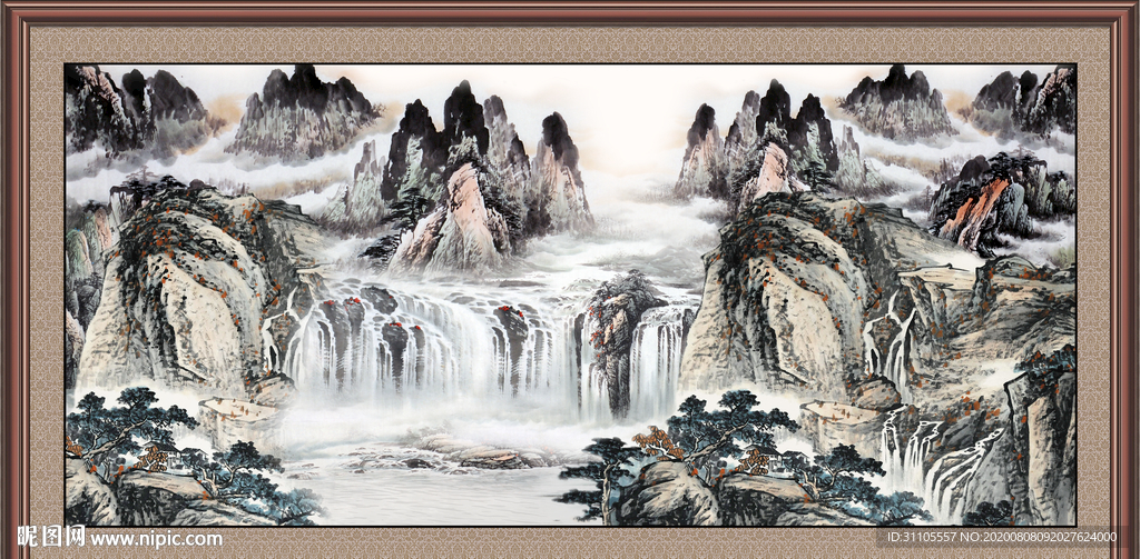 山水瀑布