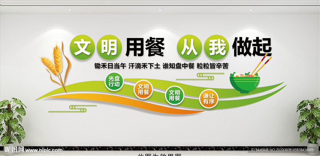 珍惜粮食文明用餐文化墙