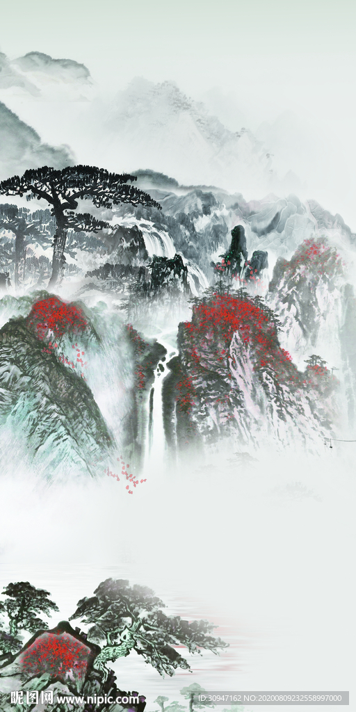 国画新玄关山水 TIF分层