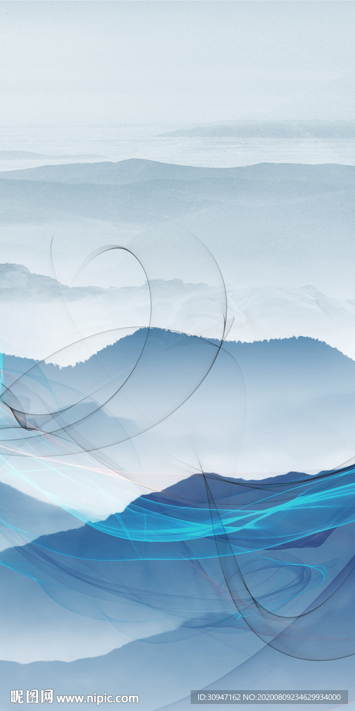 线条新玄关山水 TIF分层