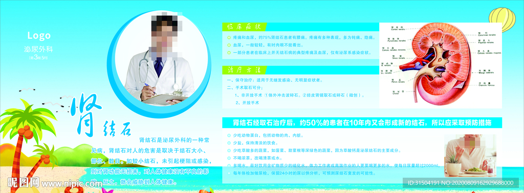 泌尿外科宣传海报矢量展板