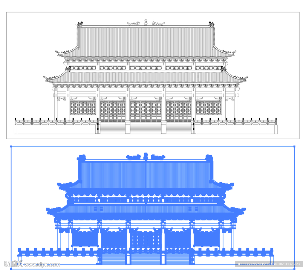 古代建筑屋顶矢量图