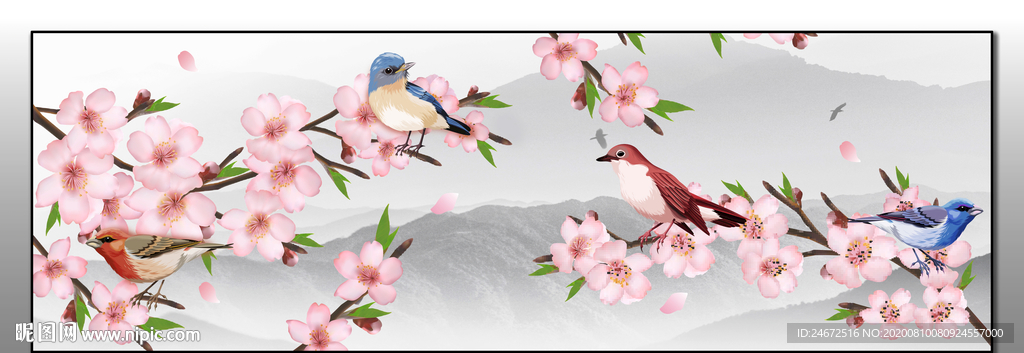新中式花鸟床头画