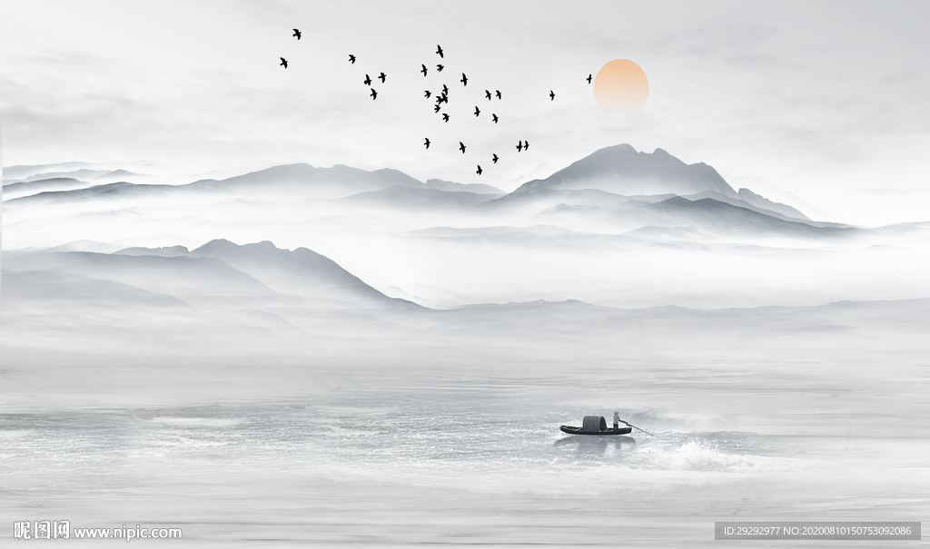 抽象山水背景墙