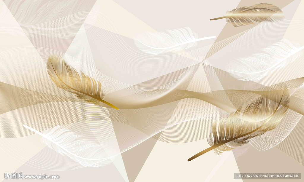 轻奢抽象羽毛背景墙