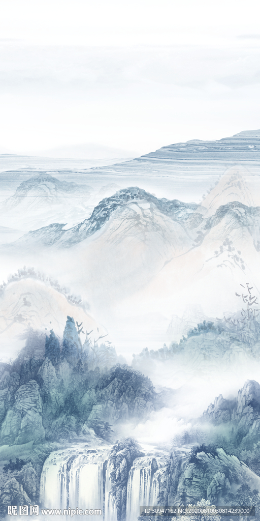 国画新玄关山水画 TIF分层