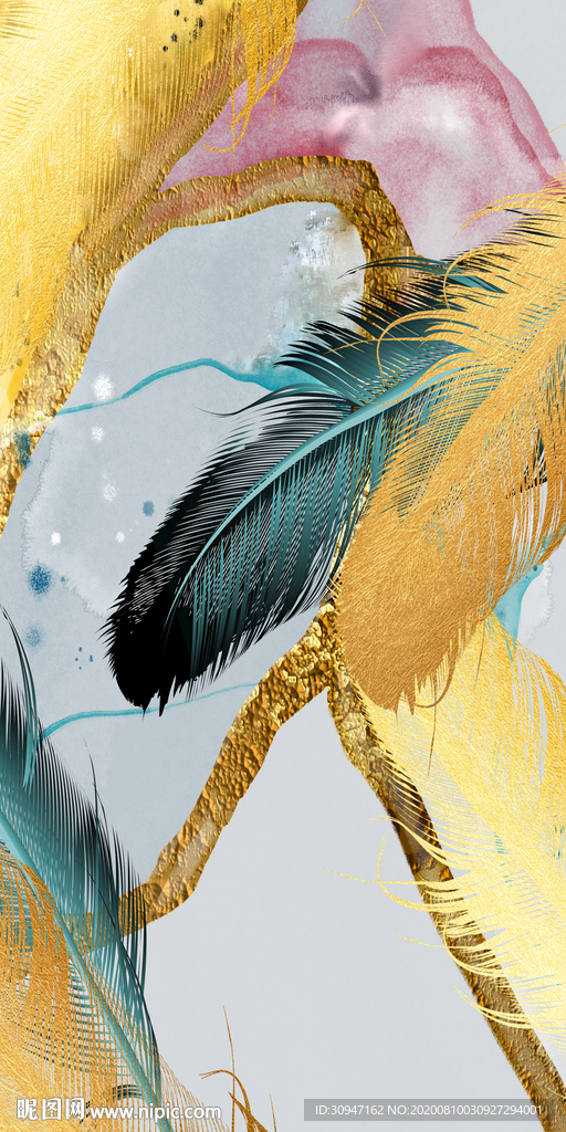 羽毛新玄关山水画 TIF分层