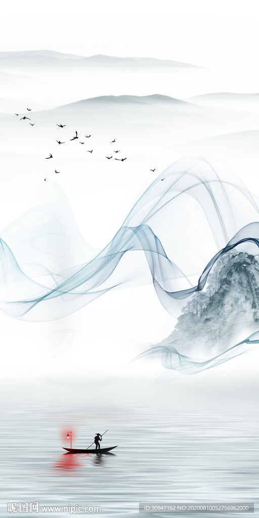 小船玄关新画山水 TIF分层