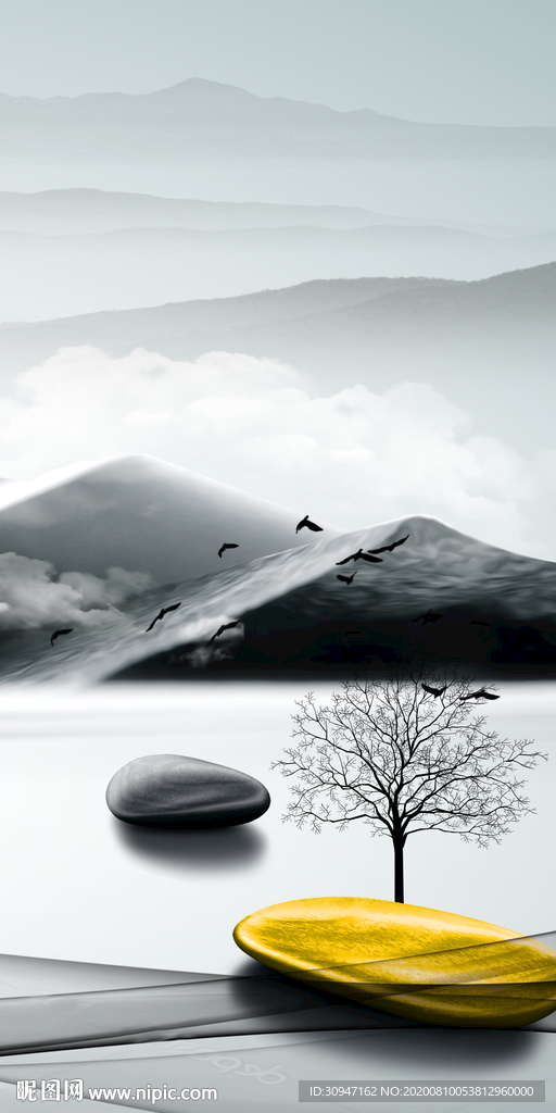 新品玄关新画山水 TIF分层