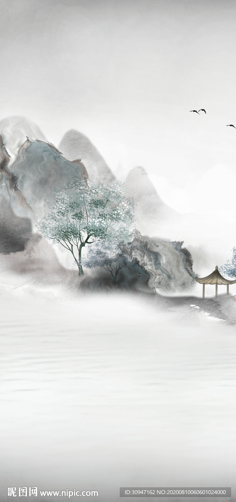 中式新玄关山水画 TIF分层