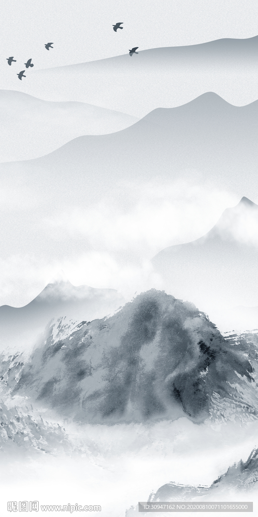 新中式简约风山水画 TIF分层