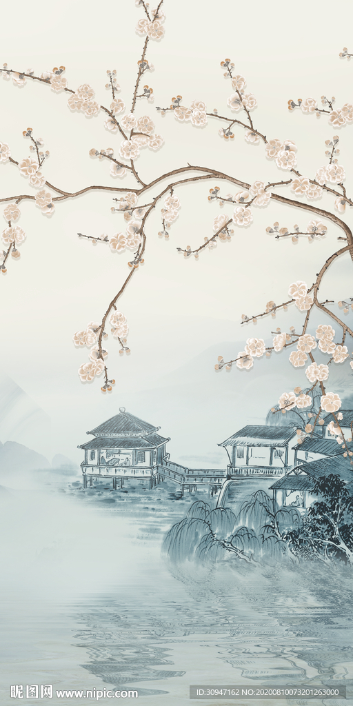 国画简约风山水画 TIF分层