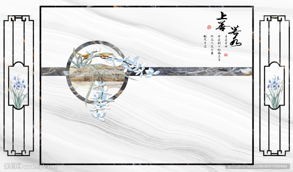 中式花鸟背景