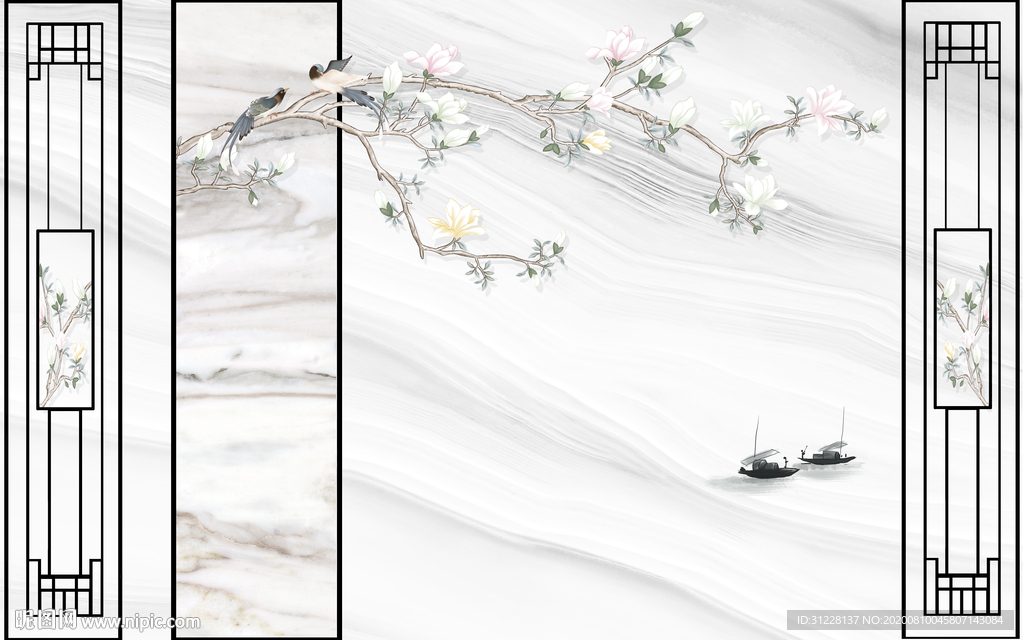 花鸟中式背景