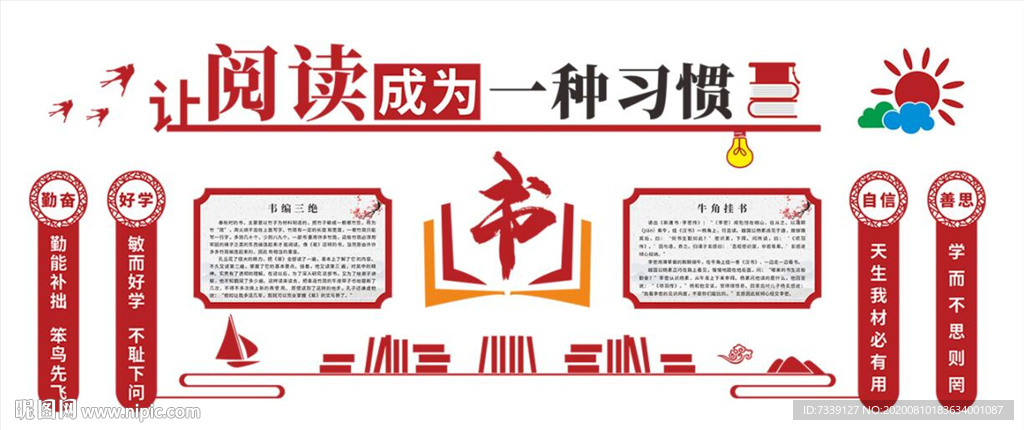 阅览室校园文化墙