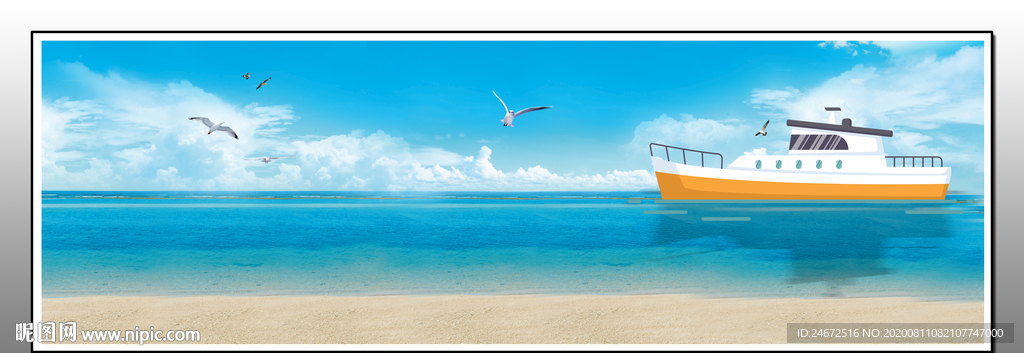 现代简约 海边沙滩床头画