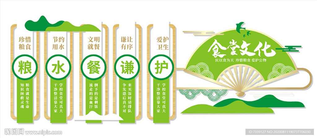 食堂文化墙 清新展板