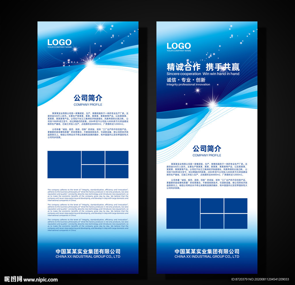 蓝色展架 企业展架 公司展架