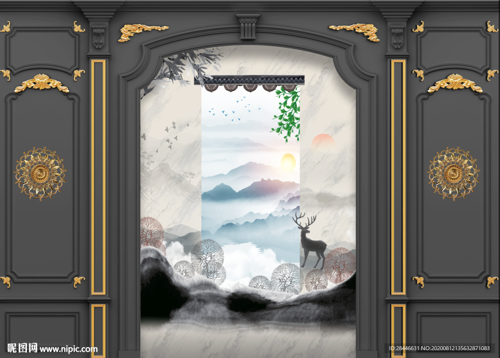 新中式背景墙