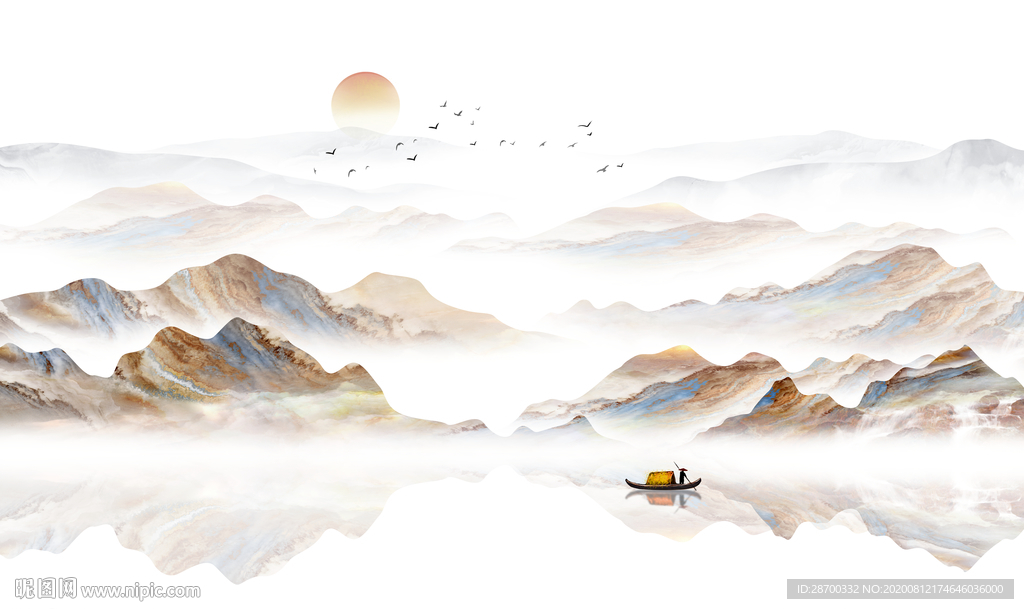 中式水墨山水画