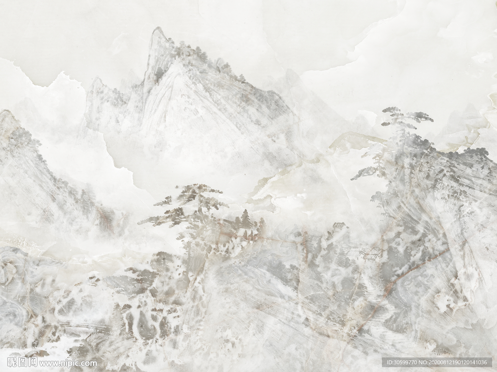 大理石意境山水背景装饰画