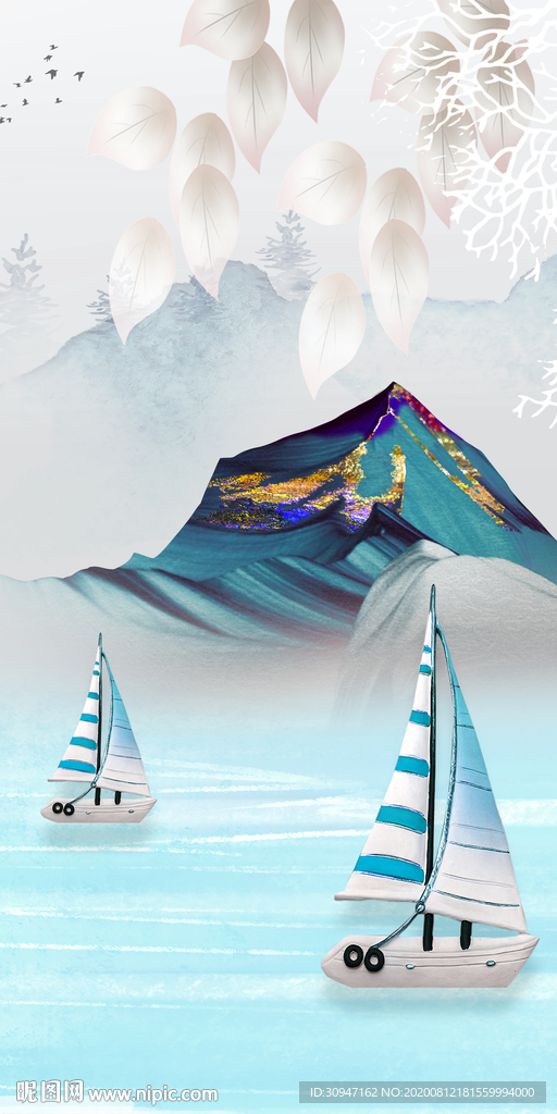 欧式轻奢新山水画 TIF分层