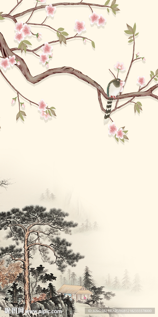 中国风轻奢新山水画 TIF分层