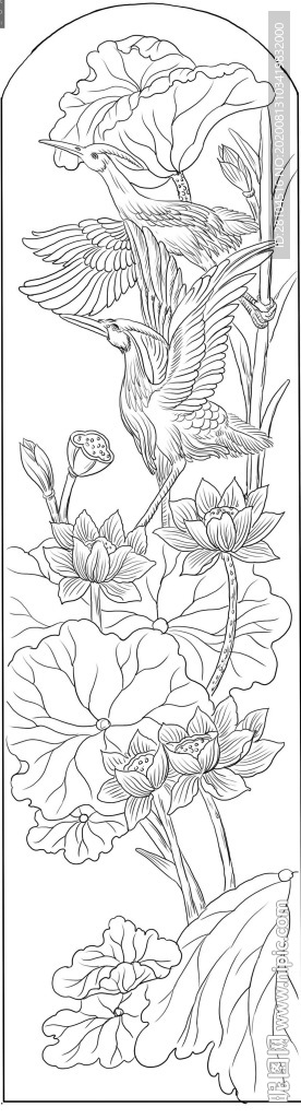 荷花仙鹤
