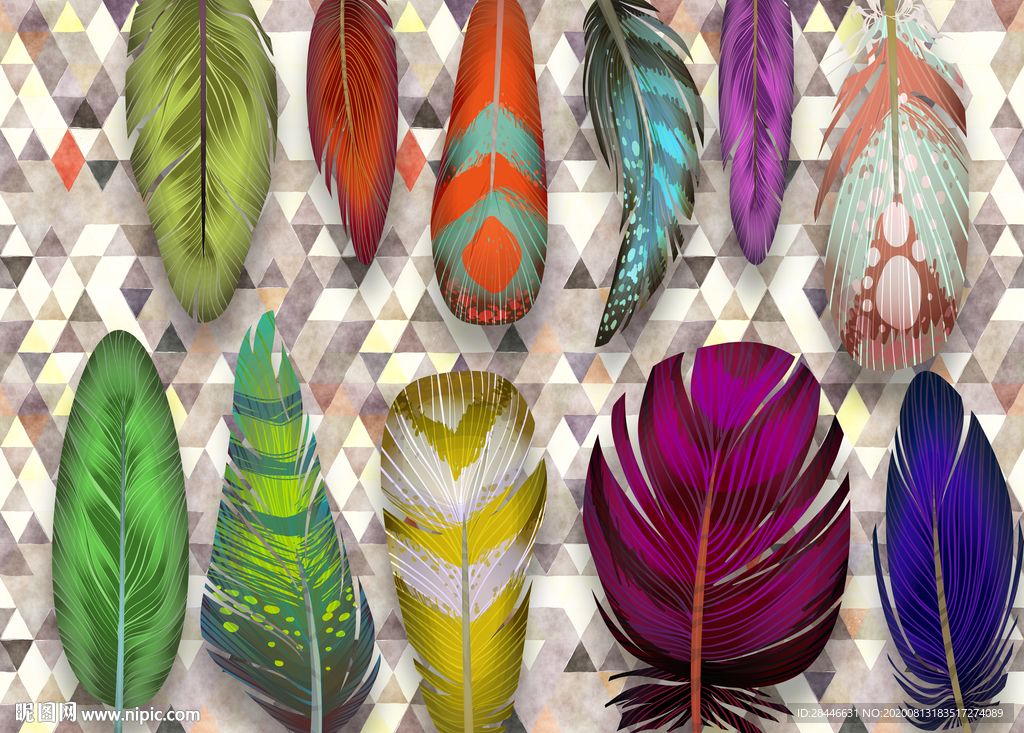 现代简约轻奢抽象羽毛背景墙地毯