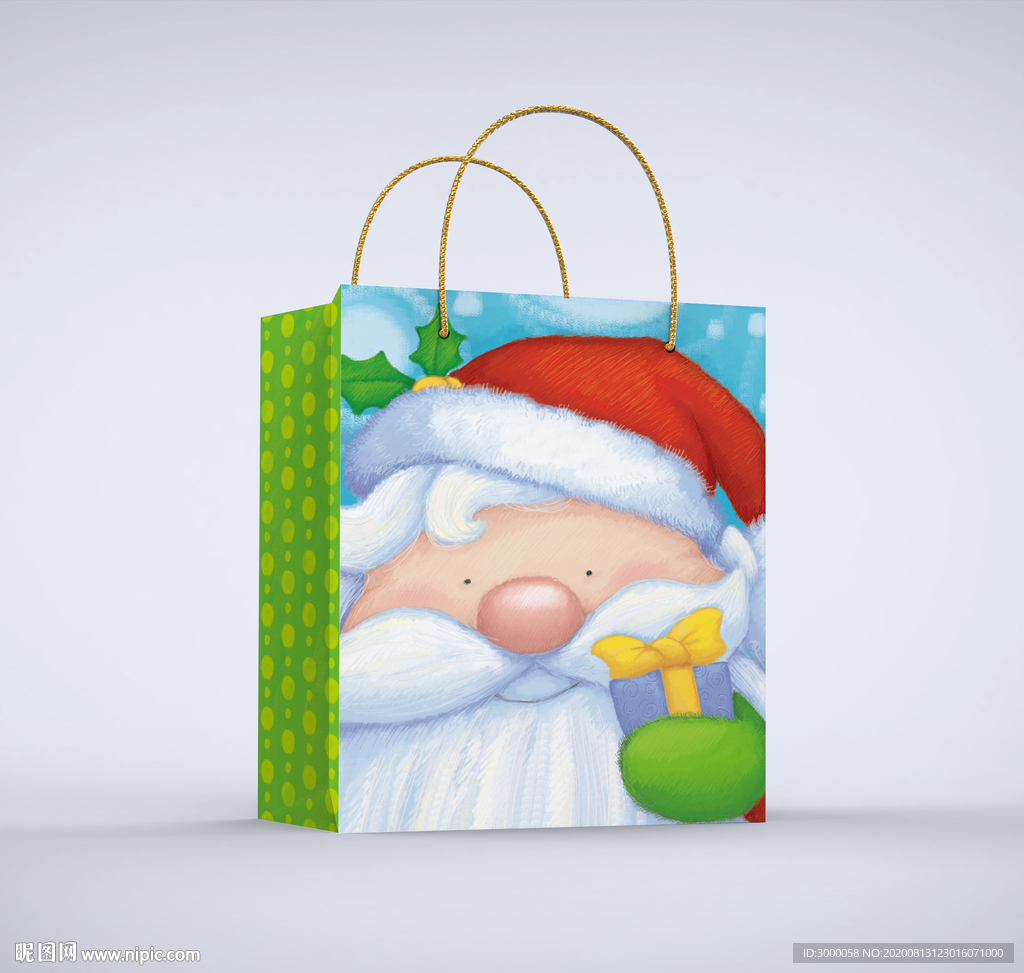 手绘圣诞老人礼品袋设计