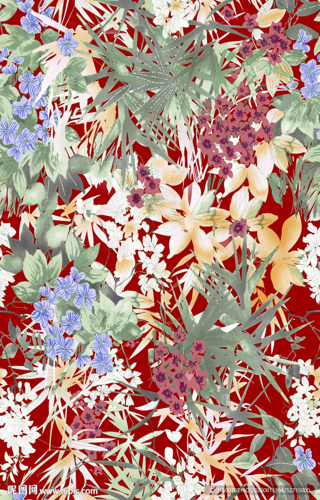 抽象手绘水彩花