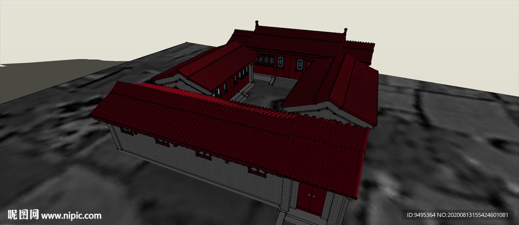 草图大师模型北京四合院