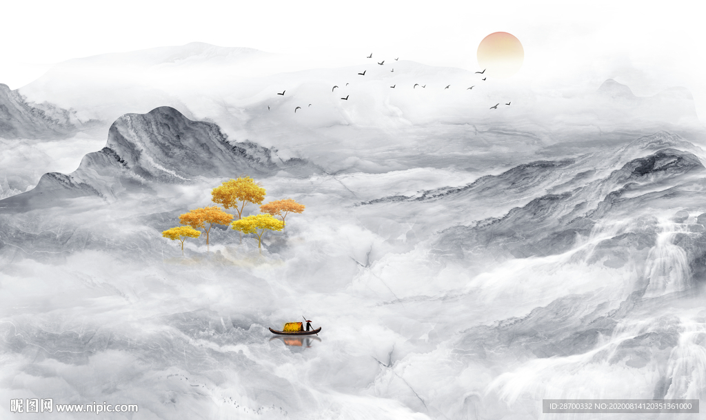 意境水墨山水画