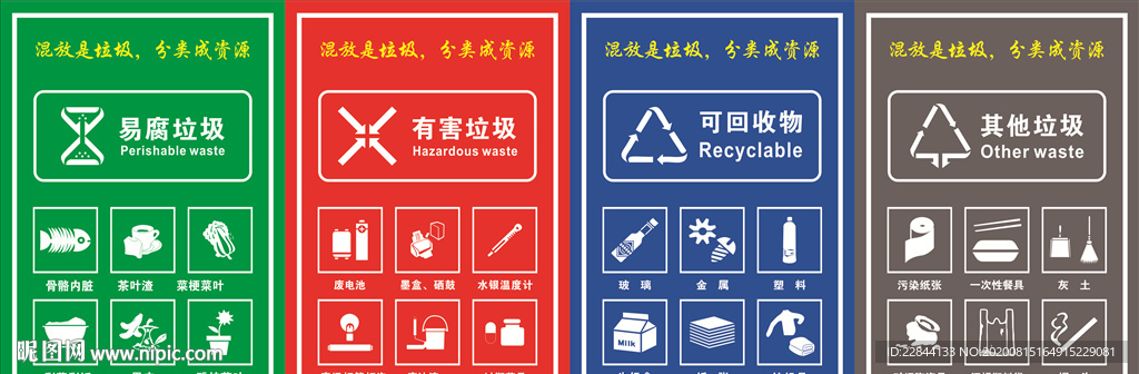 垃圾分类四分类明细折页单页彩页