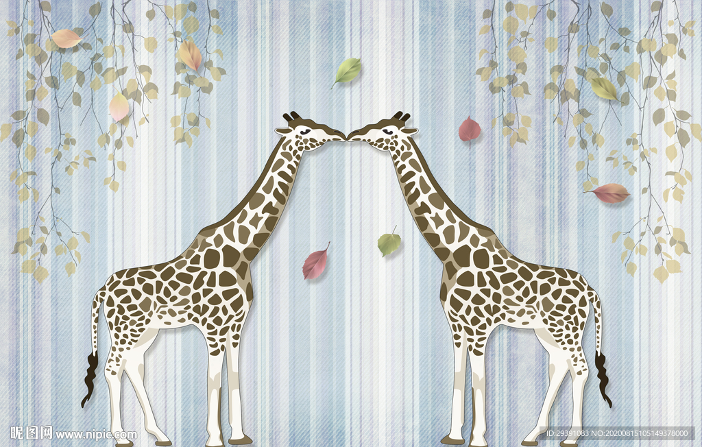 长颈鹿背景墙图片