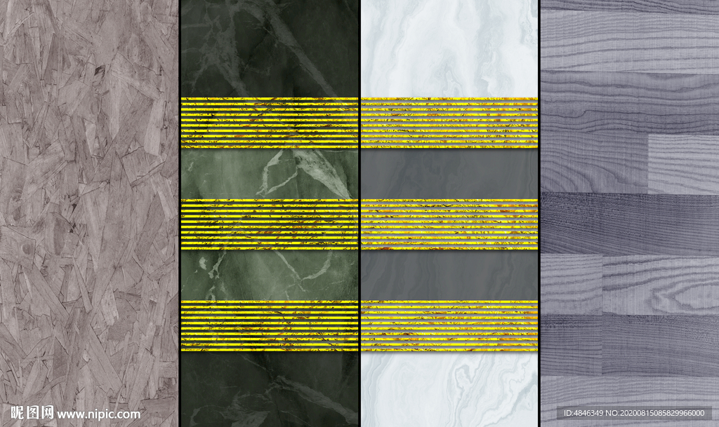 现代轻奢石纹木纹组合背景墙