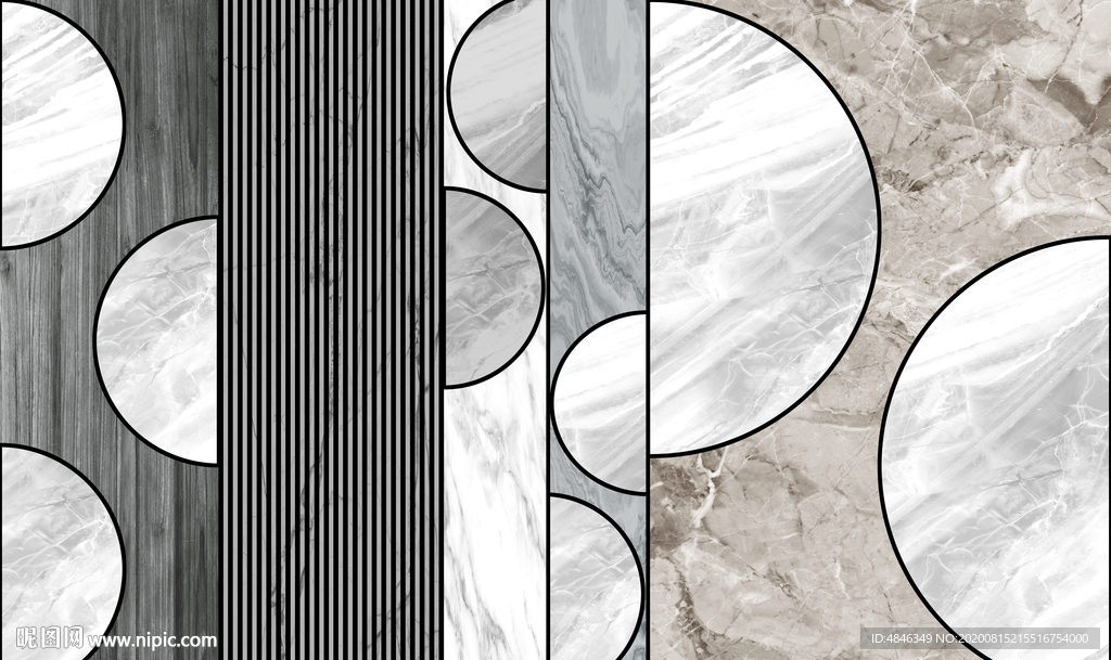 现代轻奢石纹木纹组合背景墙