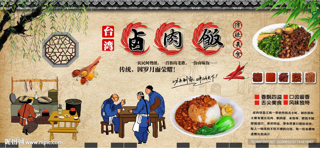 卤肉饭 卤味饭 卤肉饭背景墙