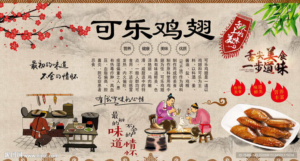 可乐鸡翅背景墙