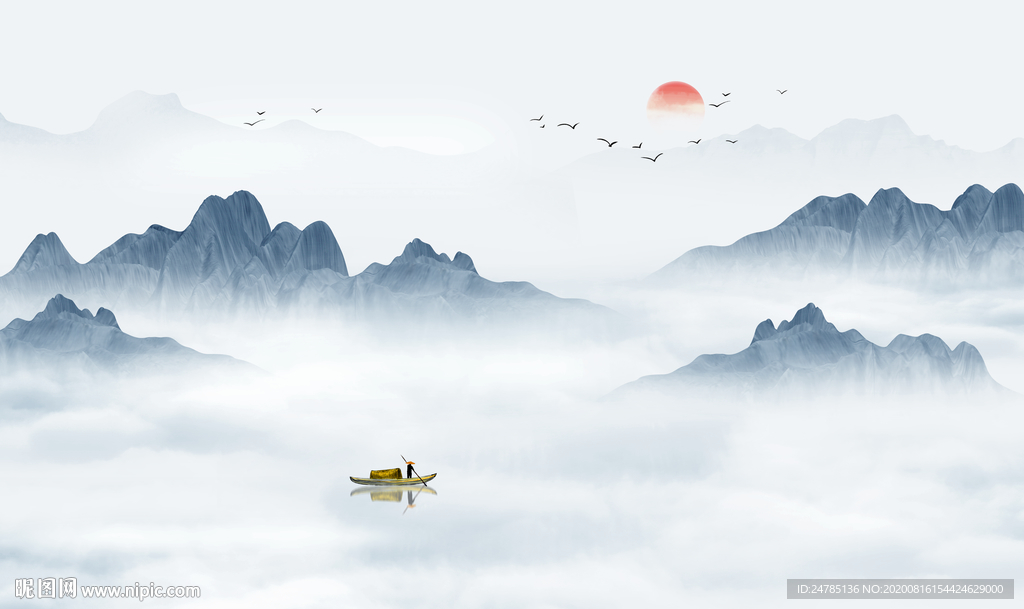 中式山水背景墙