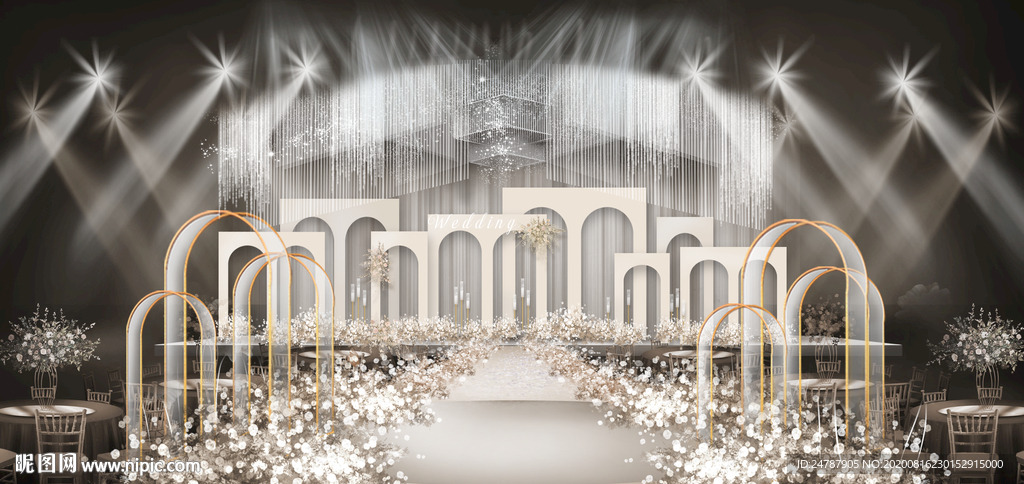 香槟拱门造型婚礼效果图