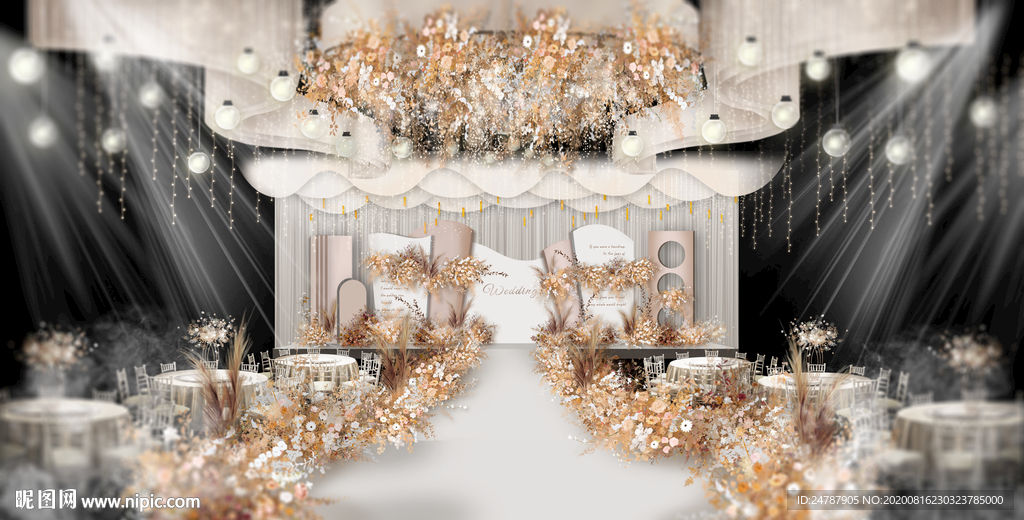 香槟秋色泰式造型婚礼效果图