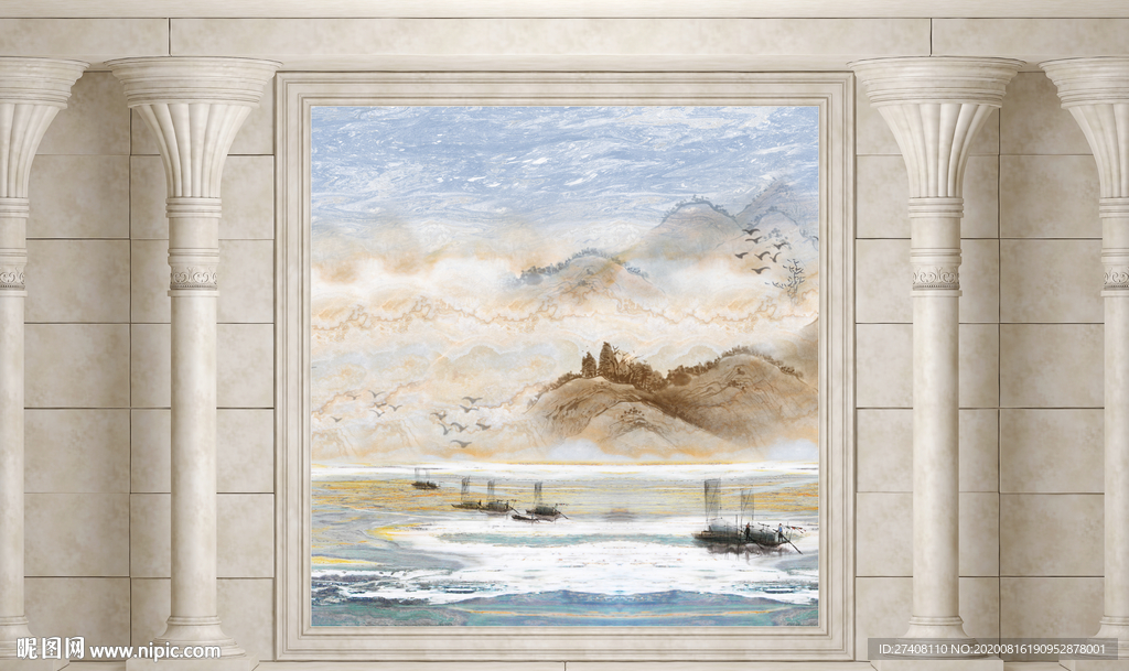 山水大理石纹背景墙