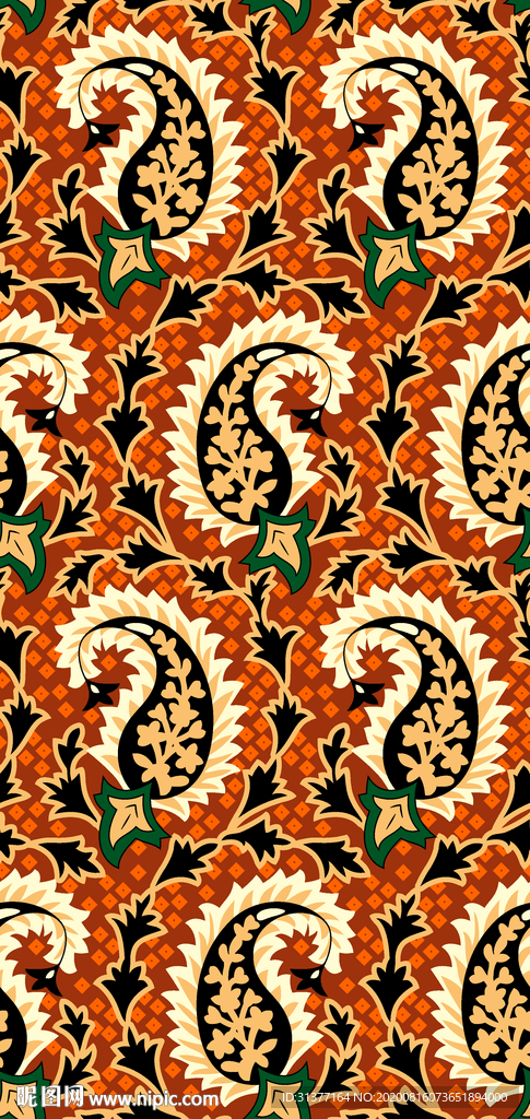 方格定位腰果花